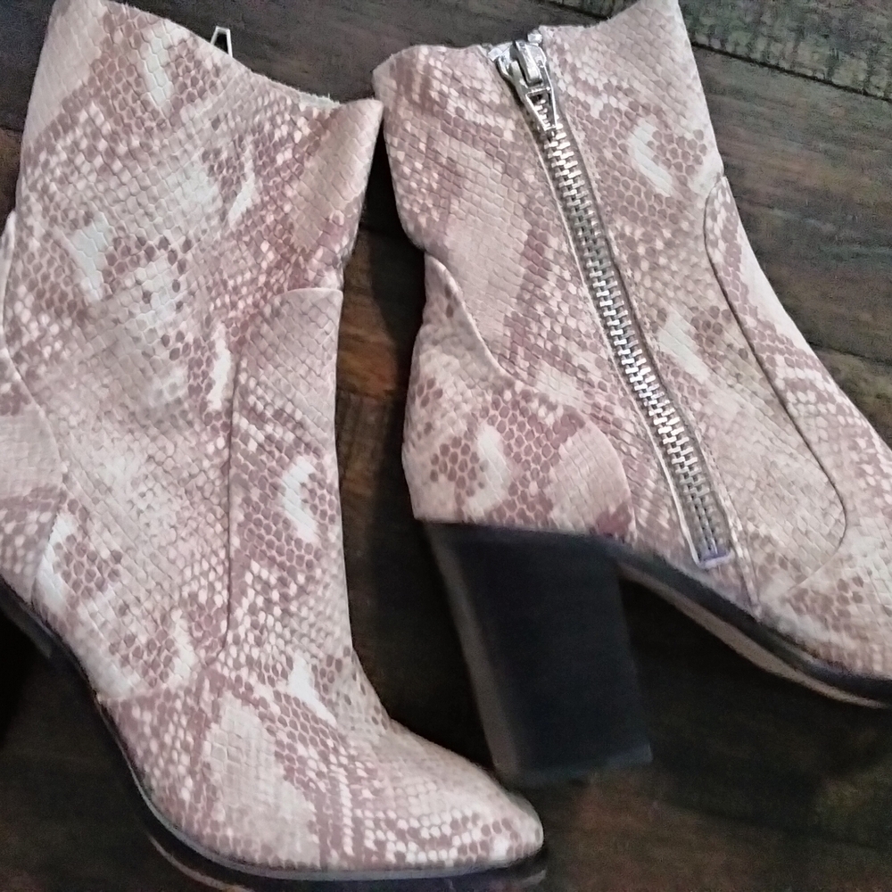 Dolce Vita Pink Snakeskin Heeled Boots